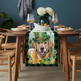 thumbnail image 2 of St Patricks Day Table Runner - 72 Inch Long, Kitchen Dining Table Runner Dresser Scarves, Modern Watercolor Dogs Green Shamrock Farmhouse Decor for Coffee Tables Wedding Party Banquet, 2 of 8