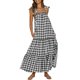 thumbnail image 1 of SAYOO Vestido largo sin mangas para mujer, estampado a cuadros, con lazo, sin espalda, vestido holgado SAYOO S-XL, 1 of 10