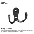thumbnail image 3 of Wall Hooks, 8 Pack - Zinc Alloy Double Prong Retro Hook, Hooks for Hanging Towel Backpack Clothes Scarf (Black), 3 of 6