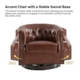 thumbnail image 3 of Genuine Leather Accent Chair with 360-Degree Swivel Base Nailhead Trims Armchair Apartment Brown, 3 of 7