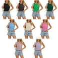 thumbnail image 6 of Xmarks Women's Summer Casual Tank Top Sleeveless Popcorn Crop Top Crew Neck Going Out Outfit Y2K Clothing Streetwear Tee Shirts Tops Summer Casual Cropped Tee, S-XL, 6 of 7