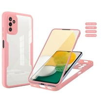Dteck Case for Samsung Galaxy A15,Shockproof Rubber Case Built-in Screen Protector Transparent Cover Full Body Protective for Galaxy A15 5G,Pink