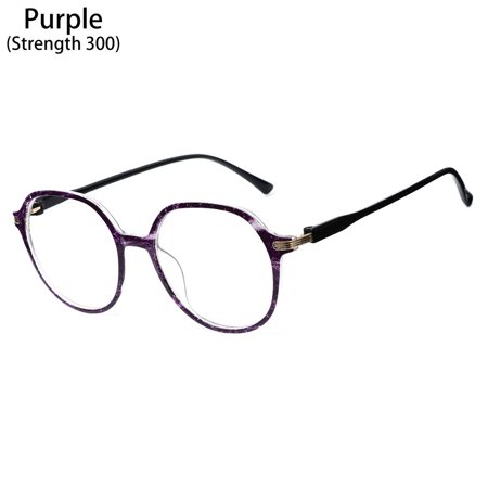 Men Women Portable Flowers Elegant Eye Protection Eyeglasses Reading Glasses Ultra Light Frame PURPLE STRENGTH 300