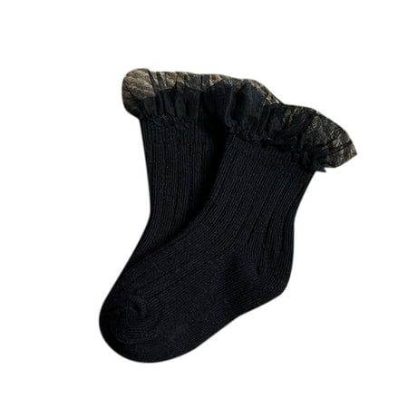 

Socks For Kids Baby Infants Toddlers Girls Mid Calf Length Socks 1 Pair Bow Lace Long Stockings Ruffled School Socks