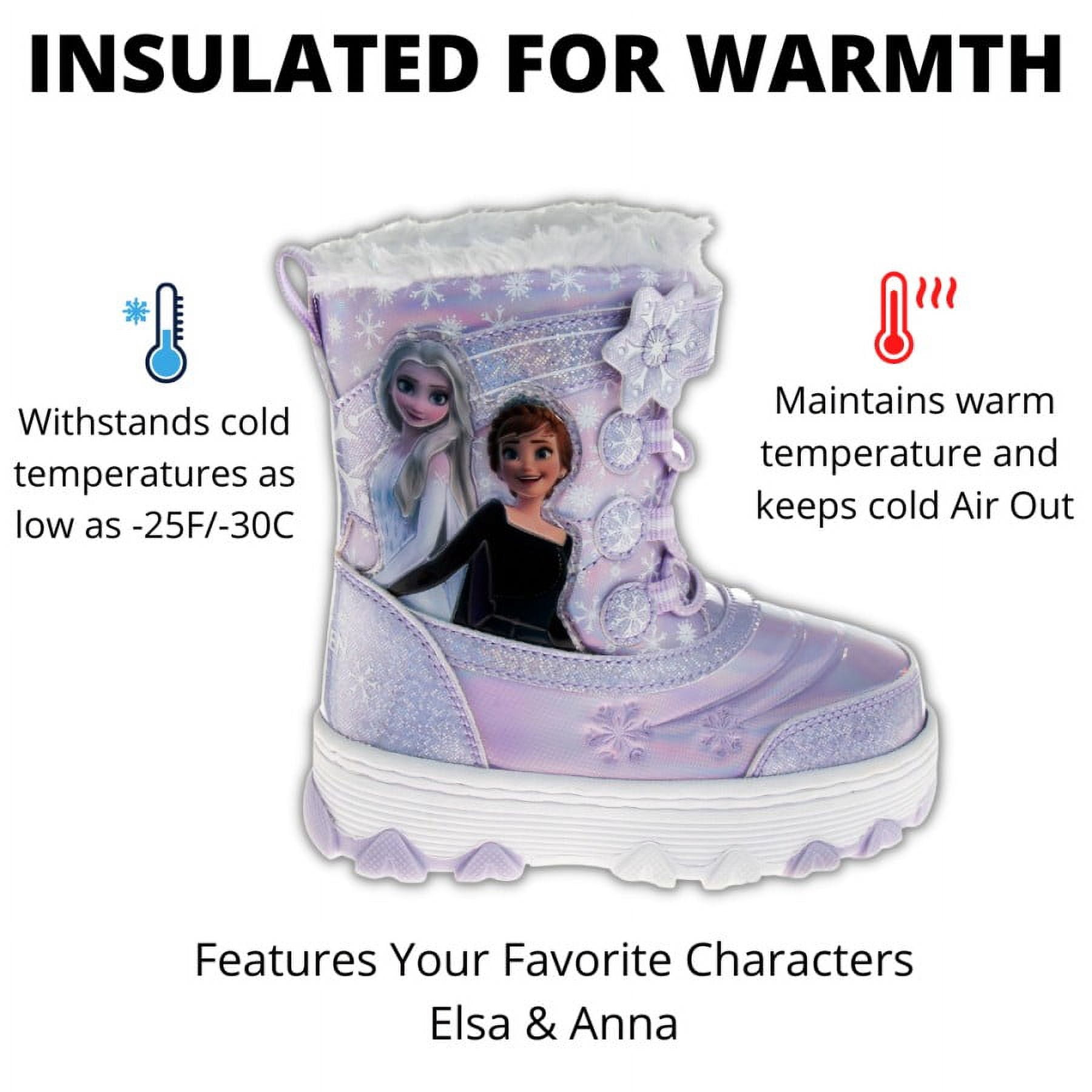 Disney Girls’ Frozen Boots – Elsa and Anna Fur Trim Snow Boots (Toddler/Little Kid) color: Purple size: 11