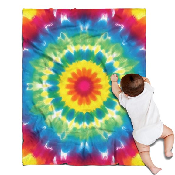 Rainbow Tie Dye Mandala Flower Pattern Blanket,Comfortable Soft Flannel Throw Blanket,All Season,Warm Lightweight Blankets for Sofa Bed Couch Living Room Chair,30"x40"