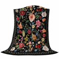 thumbnail image 6 of Watercolor Flowers Blanket Soft Cozy Warm Throw Blanket for Couch, Plush Fuzzy Flannel Fleece Blankets for Sofa, Farmhouse Floral Vintage Black Bed Blankets Lightweight Gifts for Women, 50"x80", 6 of 9