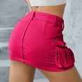 thumbnail image 4 of Mohiass Low Waist Cargo Skirt Women Button Mini Cargo Denim Skirt with Pocket Mini Skirt Hot Pink L, 4 of 5