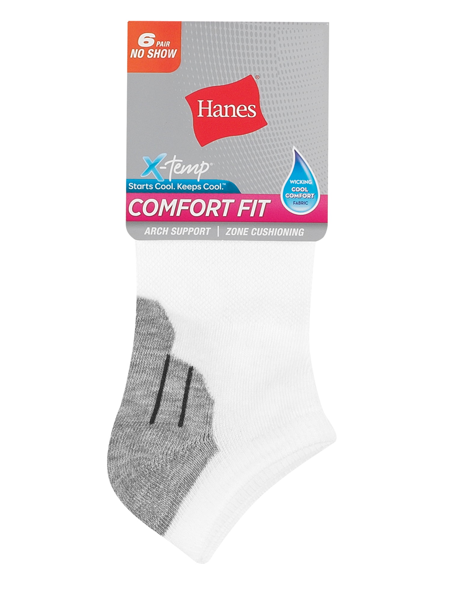 Hanes Women's Comfort Fit No Show Socks, 6 Pack - Walmart.com