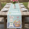 thumbnail image 4 of Happy Easter Table Runner 36 Inches, Cute Bunny Colorful Eggs Spring Flowers Blue Purple Bed Runner Dresser Scarves Tabletop for Indoor Outdoor Parties/Ceremony/Banquet, 13"x 36", 4 of 8