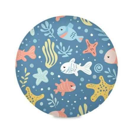 

Round Plate Mat 15.4x15.4 Inchesx4 Placemat Table Mat Kitchen Mat Coffee Mat Fabric Thick Strong Wear-Resistant Heat Resistance Cartoon Colorful Cute Fish