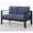 Black & Blue, variant on CozyHom 3 Seats Outdoor Patio Metal Sofa Aluminum Sofa Furniture Set, Outside Conversation Couch With Cushions, Gray