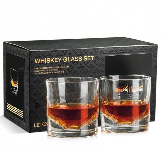 Vasos de whisky LIITON Grand Canyon Heavy Crystal, juego de 2