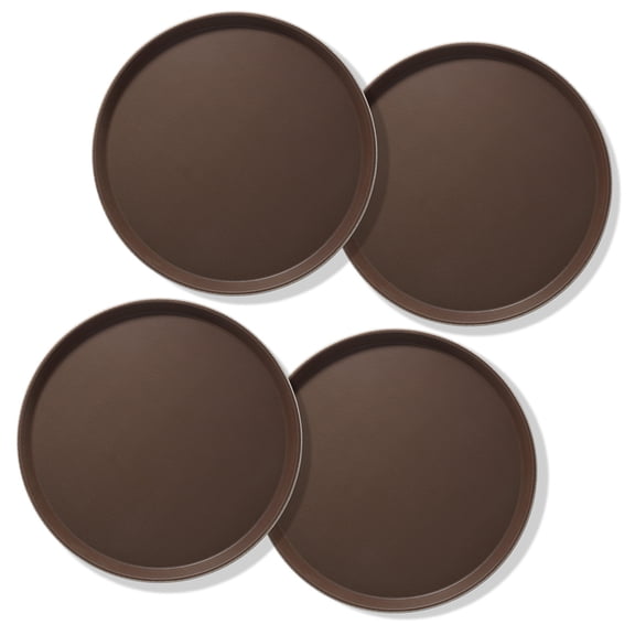 Jubilee 16" Round Restaurant Serving Trays (Set of 4), Brown - NSF Food Service Trays