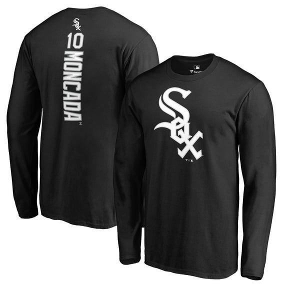 Men's Yoan Moncada Black Chicago White Sox Backer Long Sleeve T-Shirt