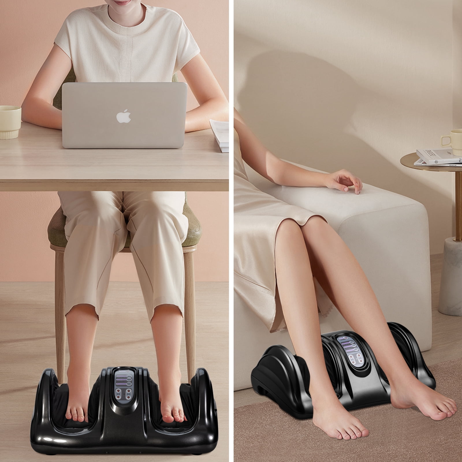 Giantex Foot Massager Machine, Electric Therapeutic Shiatsu Foot Calf Massager w/Kneading & Rolling for Foot & Ankle Pain, Black