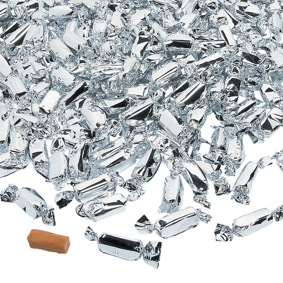 Silver Foil-Wrapped Caramels, 189 Pieces, Individually Wrapped, Candy Buffet, 2 lbs.