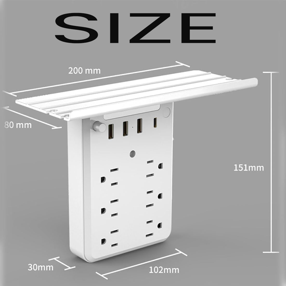 11 in 1 Wall Outlet Extender with Shelf Night, Surge Protector Power Strip with USB Ports, Flat Plug Power Strip, Multi Plug Wall Outlet for Home & Office & Travel Outdoor (2PCS)