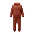 thumbnail image 6 of Mutghys Winter Pajamas for Women Set Fleece Hooded Long Sleeve Top with Pockets Elastic Waist Long Pants Home Lounging Soft Comfy Warm Sleepwear Set, 6 of 8