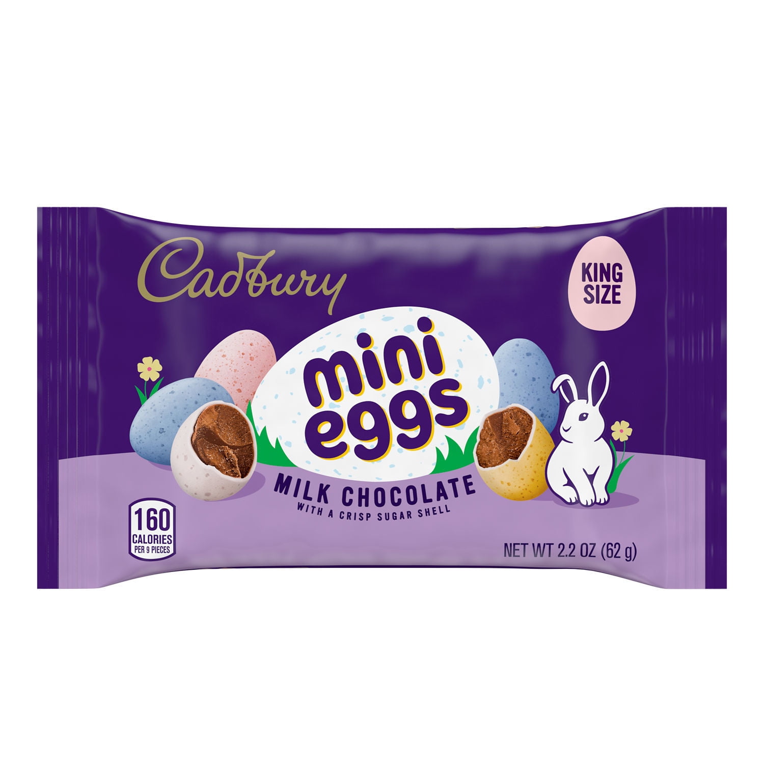 CADBURY, MINI EGGS Milk Chocolate with a Crisp Sugar Shell Candy, Easter, 2.2 oz, King Size Pack