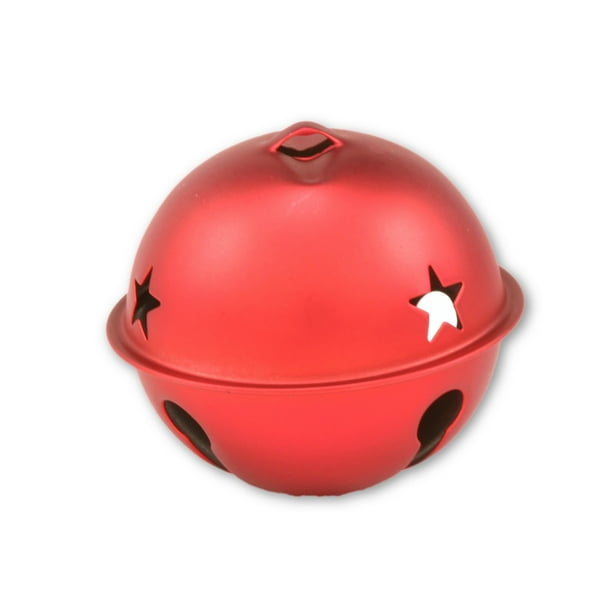 2.5 inch 65mm Matte Red Large Craft Jingle Bells Bulk with Stars 12 Pieces