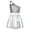 Silver, variant on Alvivi Kids Girls Jazz Hip Hop Dance Outfit Shiny Metallic Single Shoulder Crop Top Pleated Skirt Set