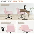 thumbnail image 5 of XPOPR Criss Cross Chair No Wheel Wide Cross Legged Office Desk Vanity Chair Comfy Fabric Armless Adjustable Swivel for Home Computer Task (Pink), 5 of 8