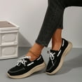 thumbnail image 4 of Fashion Sneakers for Women Fashion Casual Lace up Low Top Platform Chunky Flats Canvas Shoes Walking Loafers, 4 of 6