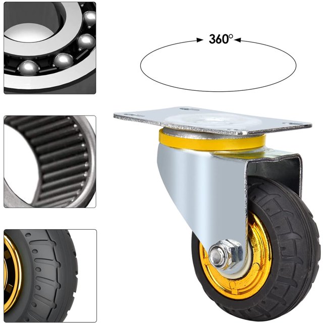 Rueda giratoria Rueda universal de 3 pulgadas sin frenos Ruedas de carro silenciosas Ruedas universales Ruedas giratorias de 75 mm Ruedas de placa industrial Ruedas para muebles de transporte LingWen 1327533354233