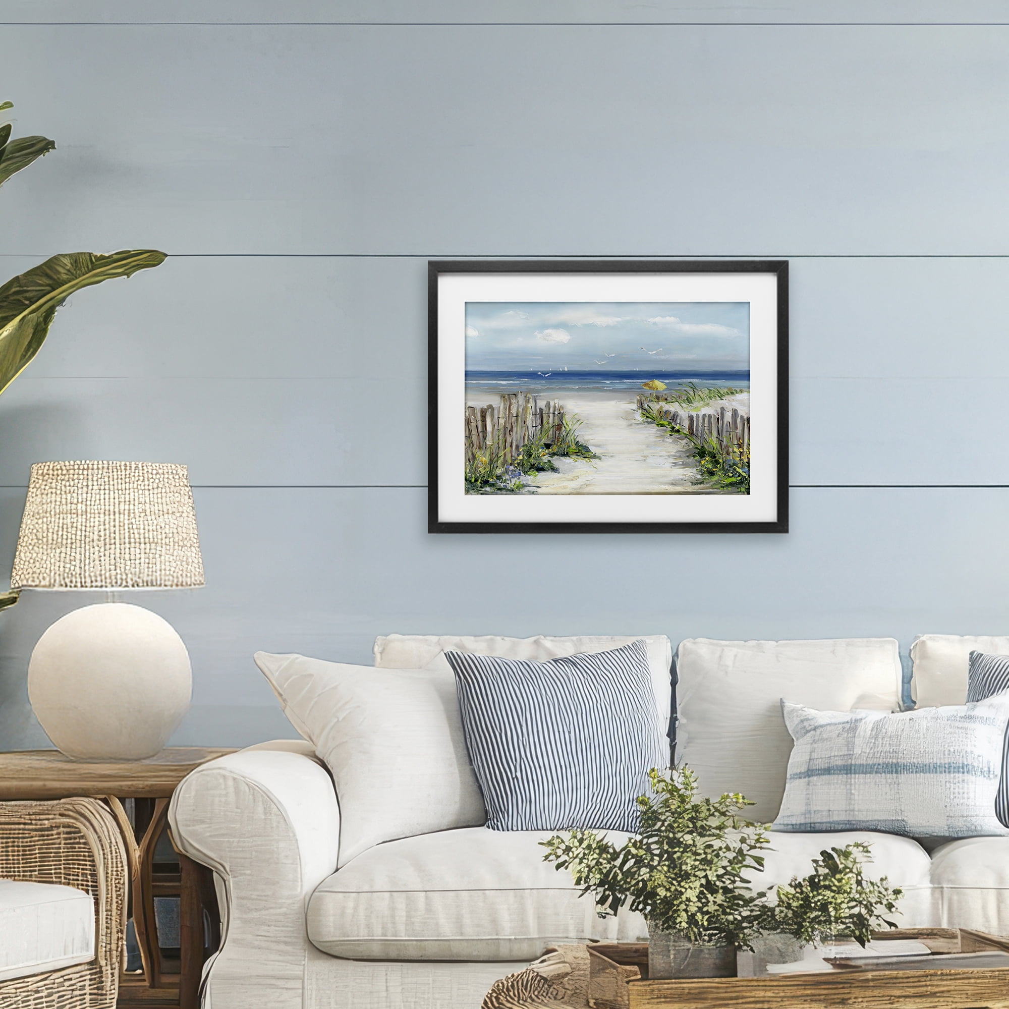 Stupell Industries Sunlit Dune Path To Ocean Black Framed Print Under Glass, design by Sally Swatland