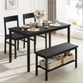 thumbnail image 1 of Dining Table Set for 4, Kitchen Table with 2 Chairs, Bench with Storage Rack, 4 Pieces Dining Room Table Set for Small Place, Apartment, Kitchen, 1 of 5