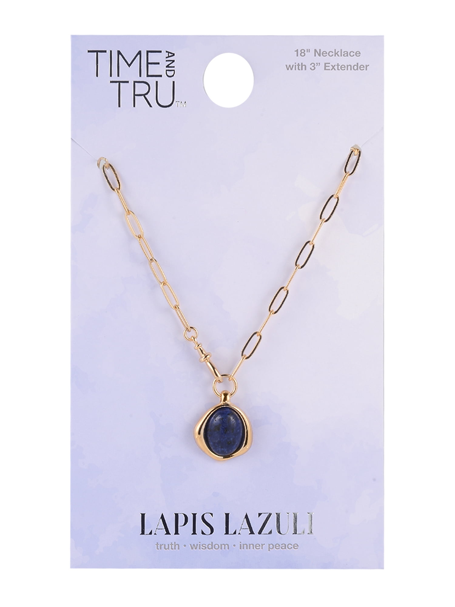 Time and Tru Goldtone Lapis Lazuli Round Pendant Necklace