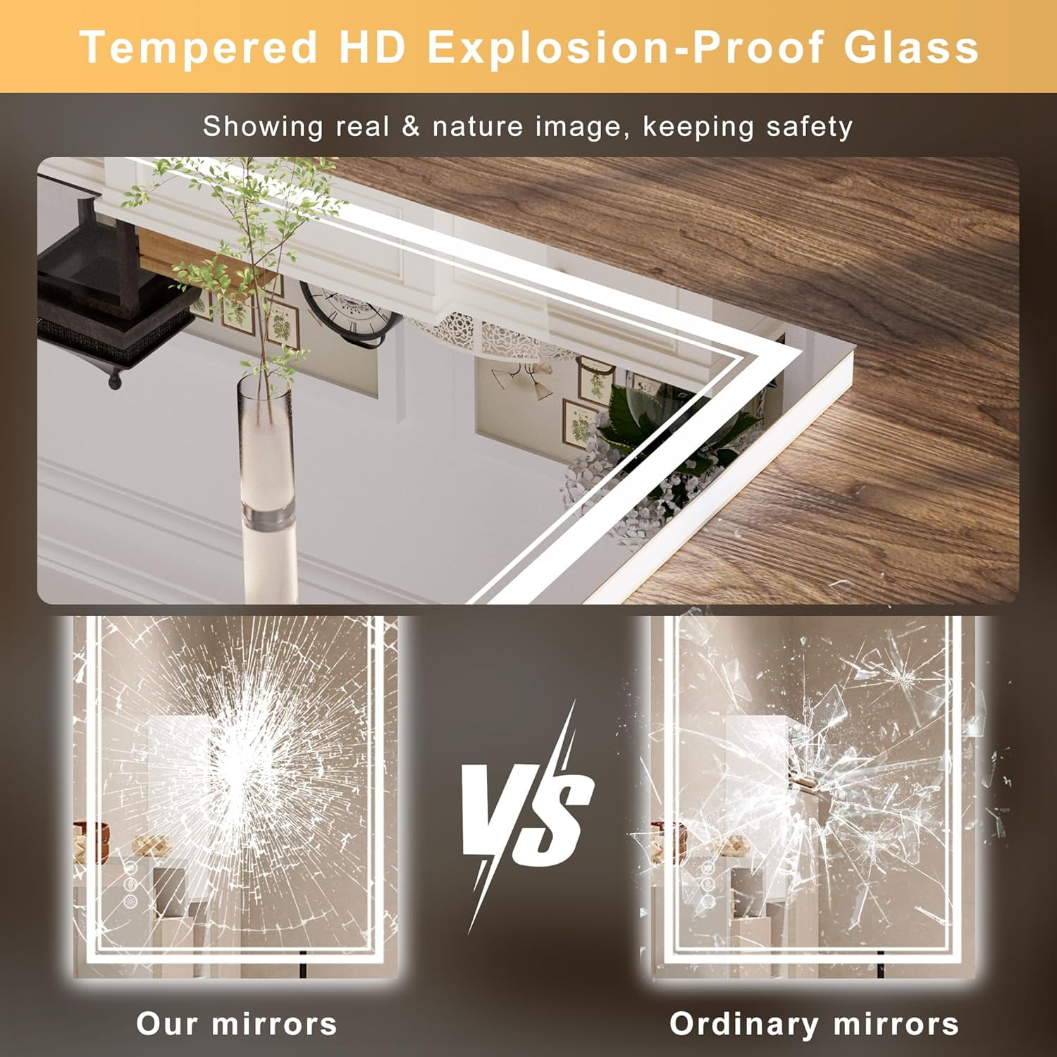36''X36'‘ LED Bathroom Mirror with Lights Backlit + Front Lit, Lighted Mirrors for Bathroom Wall Anti-Fog, Dimmable, Lighted Bathroom Vanity Mirror Memory Function, HD Tempered Glass