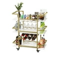 thumbnail image 4 of BENOSS 3-Tier Bar Cart with Wine Rack and Glass Cup Storage, Mobile Serving Wine Cart on Wheels, Modern Drink Trolley for Coffee Tea Wine, Beverage Bar Table for Home Kitchen Party, Golden, 4 of 11