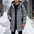 thumbnail image 2 of Daznico Jackets for Men,Filled Winter Coat: Thickened Warm Hooded Mid Length Versatile Knee Length,Mens Winter Coats,Size:L, 2 of 9