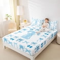 thumbnail image 3 of Castle Fairy Blue Cherry Bow Letter T Full Size Sheets 4-Piece for Girls,Fruit Bowknot Bed Sheets, 3 of 6