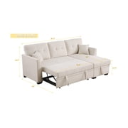 Reversible Sleeper Sectional Sofa with Storage Chaise and Pull Out Sleeper Bed