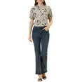 thumbnail image 3 of INSPIRE CHIC Women's Blouse Floral Ruffled Short Sleeve Ruffle Neck Casual Blouses S Grey, 3 of 7