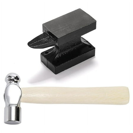 

1.1 Lbs Small Horn Anvil Bench Block with Metal Stamping Hammer for Jewelry Making & Repairing Cast Iron Horn Base