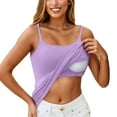 thumbnail image 2 of TrdSipl Shelf Bra Camisole for Women Square Neck Double Lined Tops Basic Adjustable Spaghetti Strap Cami Shirt Y2k Summer Layer Outfits for Women 2025 Vacation Light Purple L, 2 of 5
