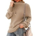 thumbnail image 2 of HAPIMO Women's Round Neck Knitted Sweater Button Long Sleeve Solid Color Elegant Casual Pullover Jumper Tops Teen Grils Fashion Clothes Khaki XXL, 2 of 6