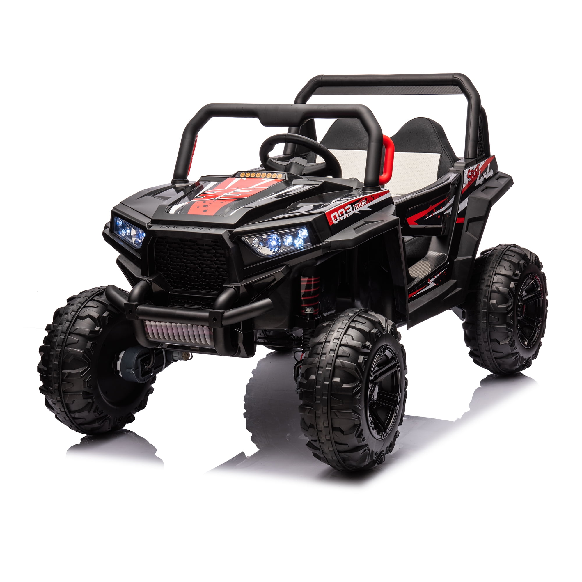 CIPACHO 12V Kids Ride On Truck with Remote Control, Electric Buggy Car Toys Off-Road UTV Vehicle, 4 Shock Absorbers, Black
