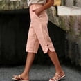 thumbnail image 2 of Women Shorts UK Summer Knee Length Bermuda Pants with Pockets Wide Leg Lightweight Breathable Capri Pants Casual Comfy Holiday Beach Shorts, 2 of 6