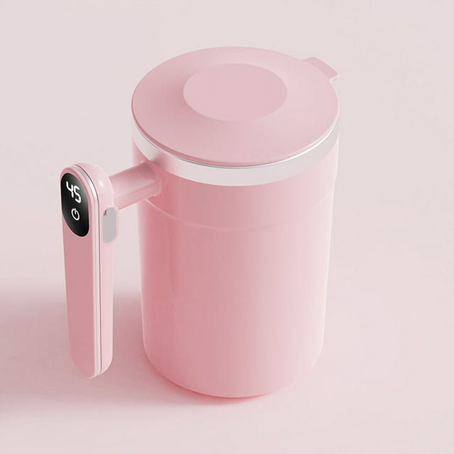 COM1950s Automatic Stirring Cup with Temperature Display,Magnetic Self Mixing Mug for Coffee,Protein Shakes and Tea,Portable and Rechargeable Travel Blender Bottle