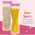 thumbnail image 5 of Paris Hilton 2-Piece Glass Food Storage Canister Set with Lids, Kitchen Containers for Flour, Sugar, & Pasta, 7 Cup Capacity, Pink, 5 of 7