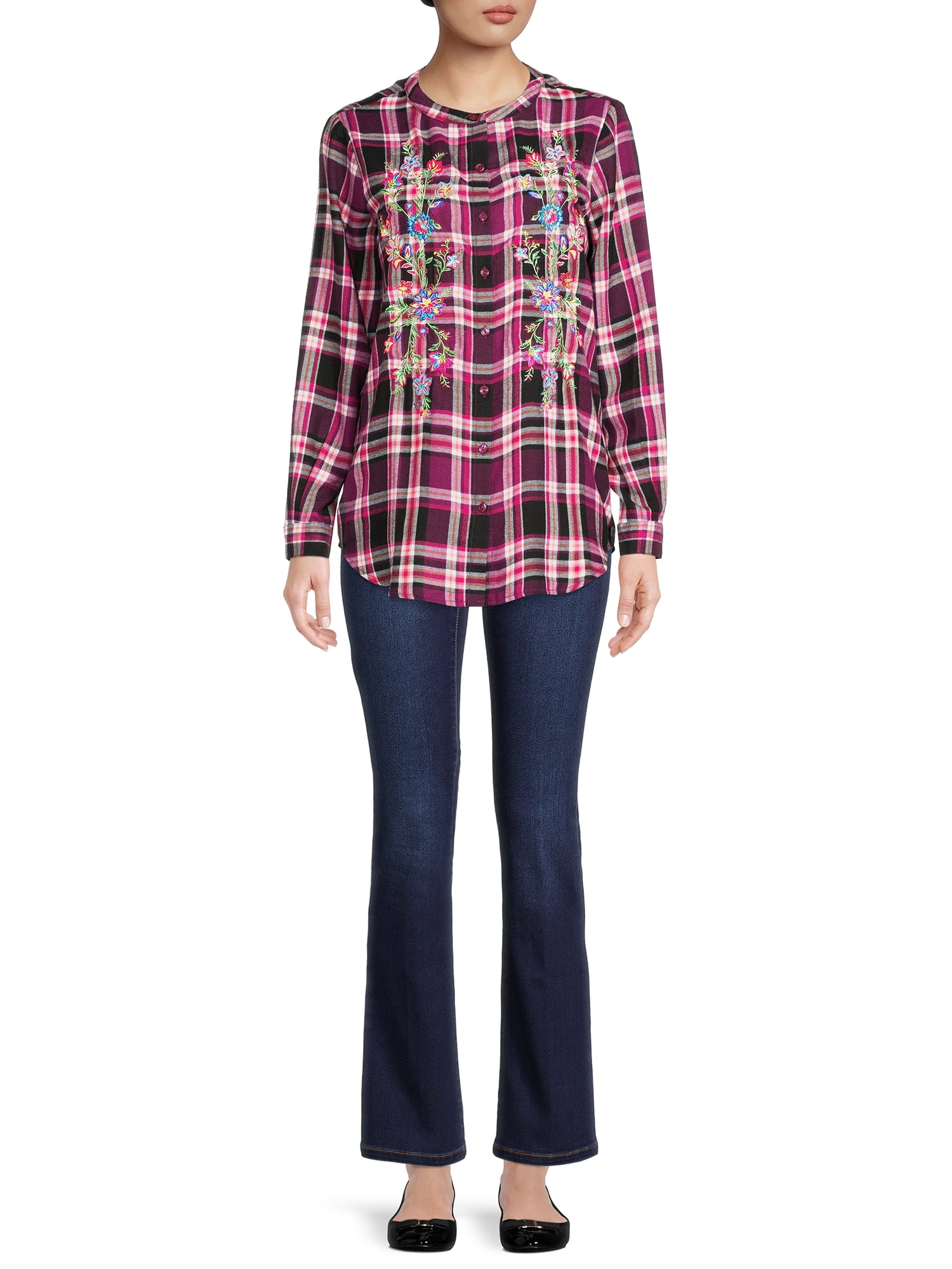 The Pioneer Woman Embroidered Flannel with Long Sleeves