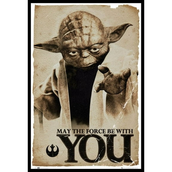 Star Wars Yoda May the Force Be With You Laminated & Framed Poster by (24 x 36)