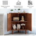 thumbnail image 6 of Fluted Floor Corner Kitchen Cabinet, Wooden Freestanding Cabinets Organizer with Door, Side Storage Organizer for Living Room, Dining Room, Bathroom Walnut, 6 of 8