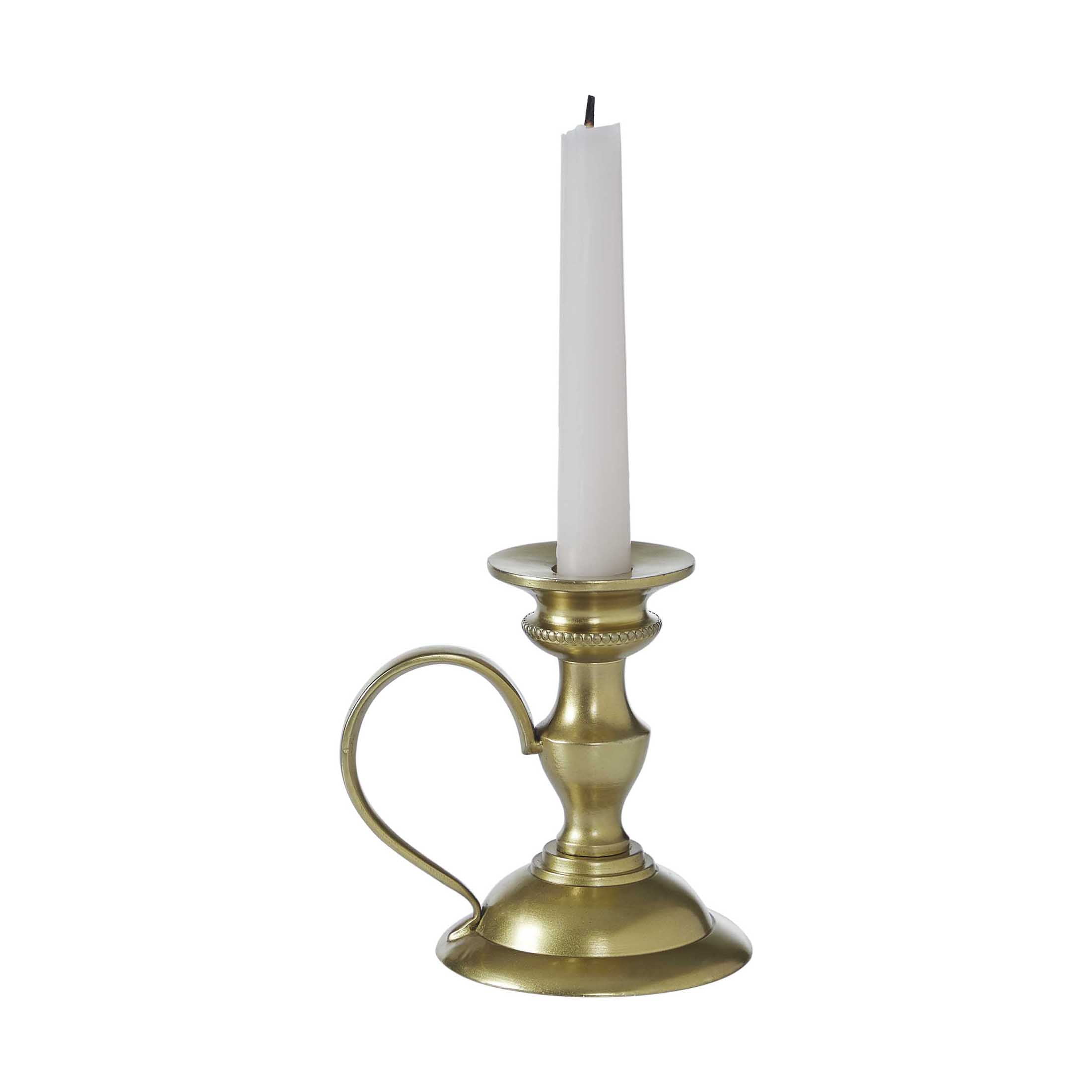 My Texas House Gold Metal Taper Candle Holder with Handle, 4.5"