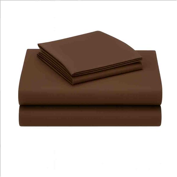 Juego de Sábanas Tacto Algodón King Size 4 Piezas Ultra Suaves y Frescas Color Chocolate Kyuden Home